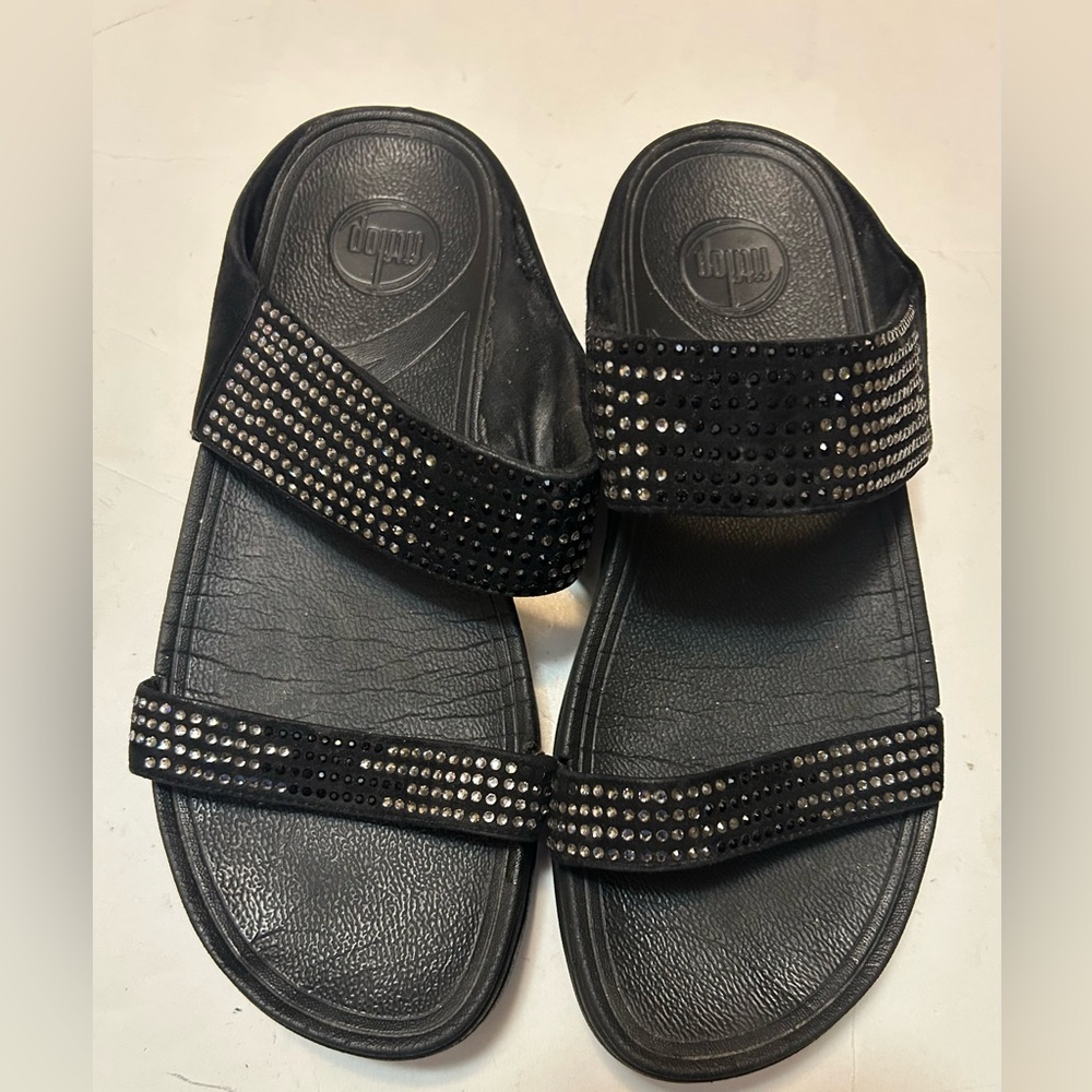 Fitflop Black rhinestone Sandals size 10